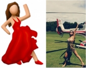 Selena Gomez as the Dancing Lady Emoji